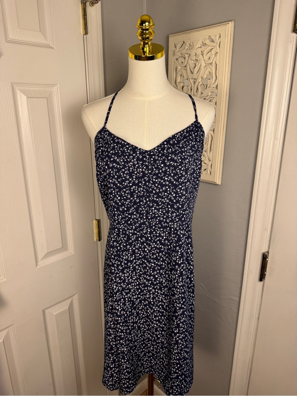 GAP Navy and White Floral Smocked Sundress